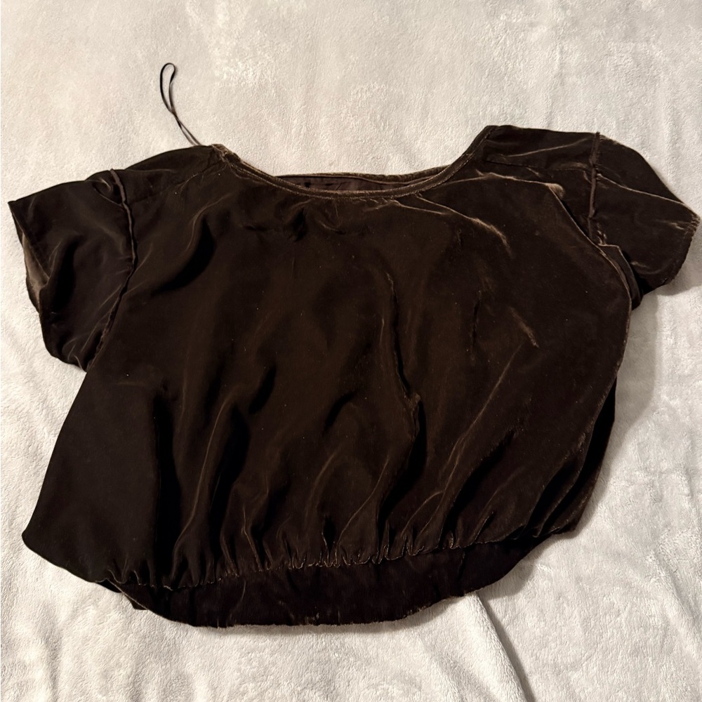 Free people Brown Velvet Short Sleeve top - Women's Top